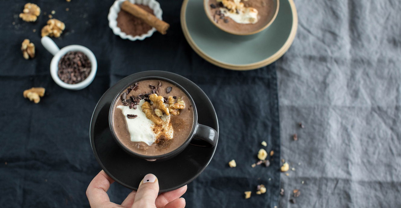 Protein Hot Chocolate With Cinnamon And Walnut